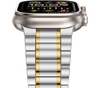 Anlinser Metal Straps Compatible with Apple Watch Strap 49mm 46mm 45mm 44mm 42mm, Five-link Stainless Steel Bands for iWatch Ultra 3/2/1 SE Series 11 10 9 8 7 6-1 (Silver-Gold)