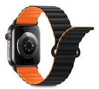 Anlinser Straps Compatible with Apple Watch Strap 49/46/45/44/42/41/40/38mm, Double Side Reversible Magnetic Band with Loop for iWatch Ultra 3-1 SE Series 11 10 9 8 7-1 (49/46/45/44/,Black/Orange)
