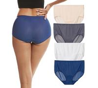 ANLIQI Quick Dry Underwear for Women Travel Panties Pack Hipster Panty Soft & Lightweight Bikini Brief Stay Fresh Undies, Briefs-4c Packs, XL