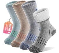 Anlisim Kids Merino Wool Hiking Socks Boys Girls Thermal Winter Warm Boot Thick Snowboarding Socks 4 Pairs for Teen Gifts Stocking Fillers(Assorted,8-12 Years)