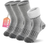 Anlisim Kids Merino Wool Hiking Socks Boys Girls Thermal Winter Warm Boot Thick Snowboarding Socks 4 Pairs for Teen Gifts Stocking Fillers(Grey,4-7 Years)