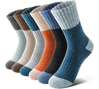 Anlisim Kids Merino Wool Hiking Socks Boys Girls Toddlers Thermal Winter Warm Boot Thick Cushion Snow Ski Gift Stocking Fillers Socks 6 Pairs(Splicing, 8-12 Years)
