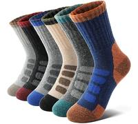 Anlisim Kids Merino Wool Hiking Socks Boys Girls Toddlers Thermal Winter Warm Boot Thick Cushion Snow Ski Gift Stocking Fillers Socks 6 Pairs(Check, 8-12 Years)