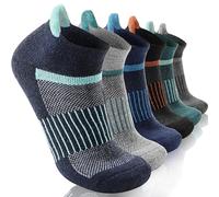 Anlisim Merino Wool Ankle Hiking Socks Compression Warm Thermal Winter Thick Cushion Running Moisture Wicking No Show Socks Gifts Stocking Fillers for Women Men 6 Pairs(Color Mix,L)