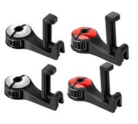 Anlising 4PCS Car Storage Organizer Bag Hooks, 360° Rotation 2 in 1 Car Seat Hidden Hooks, General Car Headrest Hooks, Car Storage Hooks, Car Seat Back Hook, for Hang Purse, Shopping Bag (Silver, Red)