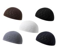 Anlising 5PCS Kufi Hats, Breathable Skull Beanie, Islam Beanie, Stretchy Helmet Liner, Prayer Cap, Muslim Men & Women (5 Colours)