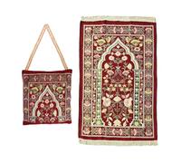 Anlising Muslim Prayer Mat, Islamic Prayer Rug, Islamic Prayer Mat with Elegant Design Bag, Portable Foldable Ramadan Prayer Rug (Red)