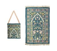 Anlising Muslim Prayer Mat, Islamic Prayer Rug, Islamic Prayer Mat with Elegant Design Bag, Portable Foldable Ramadan Prayer Rug (Dark Green)