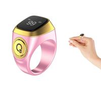 Anlising Smart Ring Counter, Smart Tasbih Zikr Ring, Muslim Islamic Prayer Smart Rings, Tasbih Counter Smart Ring, Tasbeeh Smart Counter, Digital Electronic Smart Tally Counter for Prayer (Pink, 18MM)