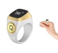 Anlising Smart Ring Counter, Smart Tasbih Zikr Ring, Muslim Islamic Prayer Smart Rings, Tasbih Counter Smart Ring, Tasbeeh Smart Counter, Digital Electronic Smart Tally Counter for Prayer (White,18MM)