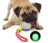 Anlitent Glow in The Dark Dog Ball with Rope Handle - 2-in-1 Fetch & Tug Toy, Eco TPR Material, Mental Stimulation for Small Medium Large Dogs, Perfect for Solo or Interactive Play,Floating Throw