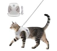 Anlitent Soft Mesh No Pull Cat Harness and Lead Set for Walking, Escape Proof Kitten Vest Harnesses for Small Dogs/Cats/Animals Rabbit, Cool Cat Dog Collar with Leash (Grey, X-Small)