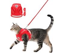 Anlitent Soft Mesh No Pull Cat Harness and Lead Set for Walking, Escape Proof Kitten Vest Harnesses for Small Dogs/Cats/Animals Rabbit, Cool Cat Dog Collar with Leash (Red, X-Small)