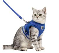 Anlitent Soft Mesh No Pull Cat Harness and Lead Set for Walking, Escape Proof Kitten Vest Harnesses for Small Dogs/Cats/Animals Rabbit, Cool Cat Dog Collar with Leash (Blue, Small)