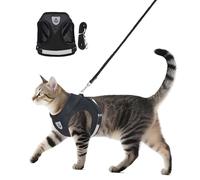 Anlitent Soft Mesh No Pull Cat Harness and Lead Set for Walking, Escape Proof Kitten Vest Harnesses for Small Dogs/Cats/Animals Rabbit, Cool Cat Dog Collar with Leash (Black, Medium)