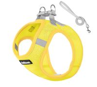 Anlitent Soft Mesh No Pull Cat/Puppy Harness and Lessh Set for Outdoor Daily Walking, Escape Proof Best Dog Service Vest Harnesses for Small Dogs, Dog Collar and Lead UK 8lbs (Yellow, XS)