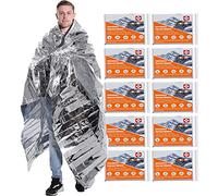 ANLOKE Emergency Blankets Mylar Thermal Blanket,(10 Pack) of Gigantic Space Blanket 82 * 64 in. Survival Blankets Heavy Duty Camping Gear,First Aid