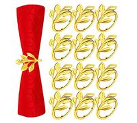 Anloo Napkin Ring, 6/12 Pcs Metal Napkin Buckle Holder for Wedding Party Dinner Table Decoration(12 PCS-LEAF,GOLD)