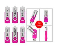 Anloter™ 10 Pack Nice Swivel Design New USB Flash Drive Memory Stick Fold Storage Thumb Stick Pen (16GB, Rose Red)