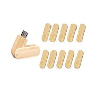Anloter 10pcs Maple Wood Rounded Corner Swivel Design USB Flash Drive (256MB)