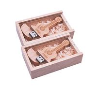 Anloter Two Pcs Wooden Guitar Flash USB + Box Pen drive USB Disk Wood USB Flash Drive USB Memory Stick Gifts (64GB, violinUSB2.0)