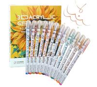 Anloximt Acrylic Paint Gel Pens - Acrylic Gel Pens for Coloring - Water Based Drawing Markers for Rock Fabric Stone Cards Doodle Canvas Scrapbook Paper Creative Projects