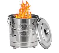 Anloximt Burn Barrel,Metal Barrel - Stainless Covered Bucket with Fire Hook And Liner Safe Portable for Beach Backyard Trash Balcony Garden Wood Garbage