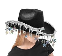 Anloximt Cowboy Hats for Women Western - Cowgirl Costume Hat | with Star Tassels Headwear for Outdoor Travel Farm Horse Riding Cosplay Halloween Bridal Shower Music Festival Masquerade