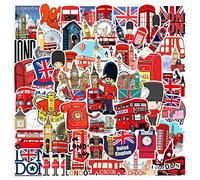 Anloximt London Travel Stickers,Union Jack London Red Buses Stickers | Scrapbook Stationery Notebook Water Bottles Laptop Luggage Cup Skateboard Decor