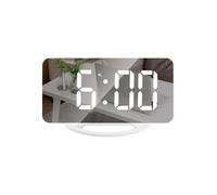 Anloximt Modern Alarm Clock for the Bedroom - LED Bedroom Clocks - Electronic Automatic Dimmable Makeup Mirror for Home, Desk, Study, Workplace, College and
