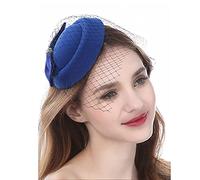 Anloximt Pillbox Hat | Vintage Caps for Women - Wedding Simple to Wear Tea Hat Headband Hair Clip with Veil for Church Blue