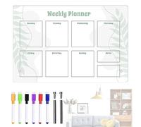 Anloximt Weekly Planner Board for Wall - 12 * 8in Acrylic Dry Whiteboard with Stand and 6 Markers - Weekly Desktop Whiteboard, Calendar Planning Noteboard for Planning,