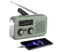 Anluomafuy Emergency Radio with Crank & 2000 mAh Rechargeable Battery, Solar Radio with World Receiver, Portable Crank Radio with AM/FM/SW, 3 Modes LED Torch, Mini Radio, for Camping and Emergencies