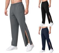 ANLWGK Jogging Pants Men's Long Sweatpants Cotton Training Pants Loose Sweatpants Rehabilitation Pants Side Closure Tear-Off Pants Men's Trousers(Grey B,3XL)