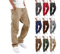 ANLWGK Jungle Camp Costume Japanese Cargo Trousers Men Stretch Trekking Trousers Jogging With Pockets Outdoor Sports Work Trousers Men Baggy Leisure Trousers Casual Men's Trousers(Khaki,M)