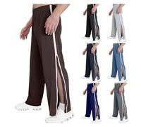 ANLWGK Men's Rehabilitation Pants, Postoperative Sports Pants With Side Zipper, Reha Baggy Pants With Elastic Waist, For Training, Postoperative, Leisure Men's Trousers(Brown,M)