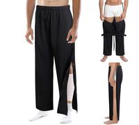 ANLWGK Men's Rehabilitation Pants, Postoperative Sports Pants With Side Zipper, Reha Baggy Pants With Elastic Waist, For Training, Postoperative, Leisure Men's Trousers(Noir,XL)