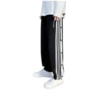 ANLWGK Men's Snap Button Workout Pants High Split Removable Pants With Pockets Outdoor Training Tracksuit For Jogging And Post-Operation Recovery Men's Trousers(Noir,XXL)
