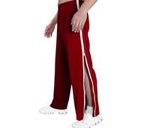 ANLWGK Rehabilitation Pants For Women And Men Side Opening Lightweight Summer Loose Pants Wide Leg With Drawstring And Pockets Elastic Trousers For Yoga Beach Workout Men's Trousers(Red,XXL)