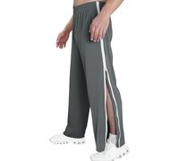 ANLWGK Rehabilitation Trousers For Men, Side Opening, Wide Leg Training, Joggers With Sides And Zipper At The Legs, Quick Release Men's Trousers(Dark gray,L)