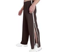 ANLWGK Rehabilitation Trousers For Men, Side Opening, Wide Leg Training, Joggers With Sides And Zipper At The Legs, Quick Release Men's Trousers(Brown,L)