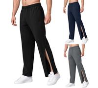 ANLWGK Rehabilitation Trousers For Men With Zip On The Leg, Jogging That Can Be Opened At The Side, Sports, Training With Full-length Zip, M-3XL Men's Trousers(Black B,3XL)