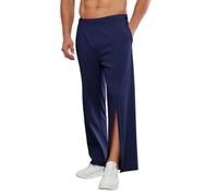 ANLWGK Rehabilitation Trousers For Men With Zip On The Leg, Jogging That Can Be Opened At The Side, Sports, Training With Full-length Zip, M-3XL Men's Trousers(Blue A,L)