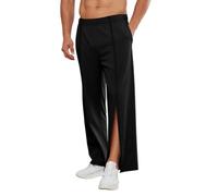 ANLWGK Rehabilitation Trousers For Men With Zip On The Leg, Jogging That Can Be Opened At The Side, Sports, Training With Full-length Zip, M-3XL Men's Trousers(Black A,XL)