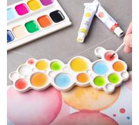 ANLYAWX Ceramic Paint Palette - Portable Watercolor Trays for Artists | Easy-Clean Porcelain Mixing Palette with Thumb Stopper Unique Bubble Shape Design for Adult Kids and Travel Use