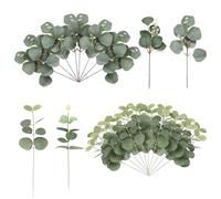 Anmahe 60PCS Artificial Eucalyptus Stems,Faux Eucalyptus Stems,Artificial Greenery Foliage,Fake Green Leaf Branches,Decoration for Home,Office,Weddings,Gardens