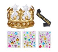 Anmahe Inflatable Crown, Gold, Adult, King/Queen, Multi-purpose, Yellow