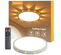 Anmaice 12in 24Watt Flush Mount led Ceiling Light fixtures.Remote Control Dimmable Ceiling Lights for Bedroom, Dining Room, Kitchen, Round White