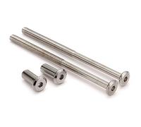 Anmas 10pcs M6 Length 80mm Fasteners Hex Head Screws Countersunk Bolts & Match Panel Cap Hex Lock Nut Use for Furniture Joint Connector, Cot Bed Crib, DIY Wooding