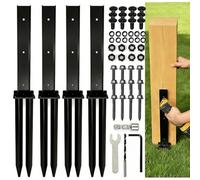Anmas Power 4 Pack Heavy Duty Fence Post Repair Kit - Steel Support Spike for Tilted & Broken Wooden Posts | Rustproof, Durable Ground Post Support Anchor for Garden Fence Gate Pergola Mailbox